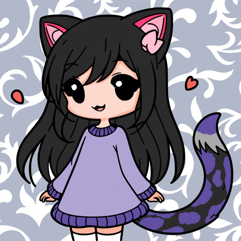girl with cat ears and tail