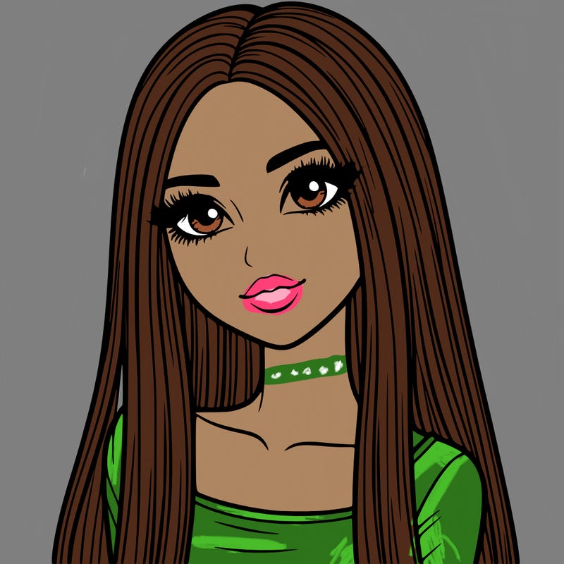 realistic girl with straight and long hair