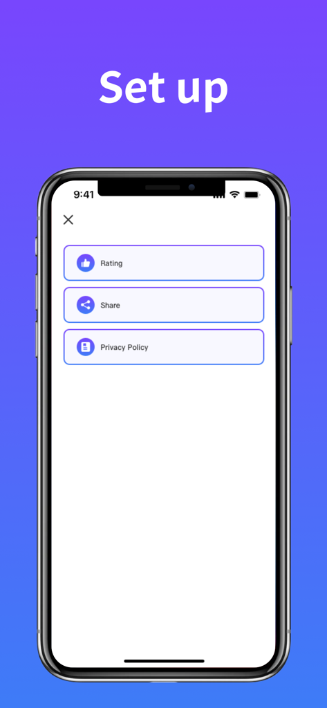 Menu de configuração da aplicação Weather Pro num iPhone com classificações e opções de partilha
