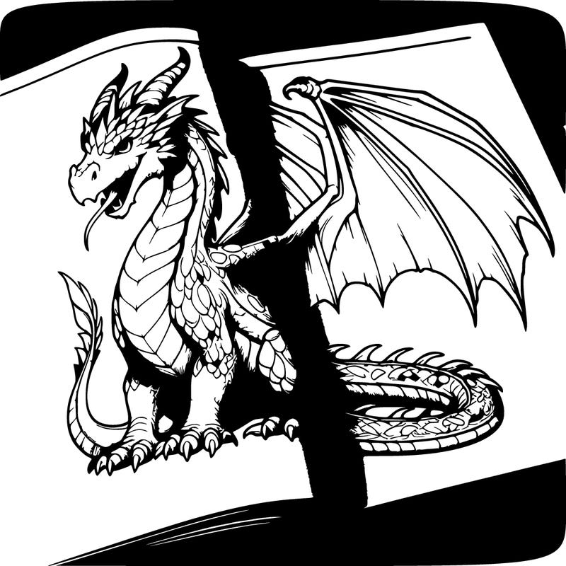 a realistic sketch in a book of a dragon