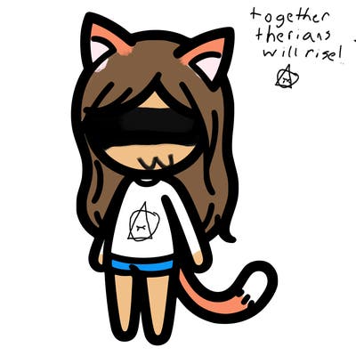 human with cat ears and tail