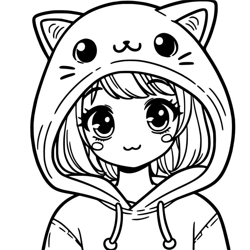 girl in cat hoodie