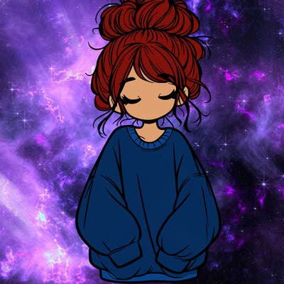 girl with baggy sweatshirt and messy bun
