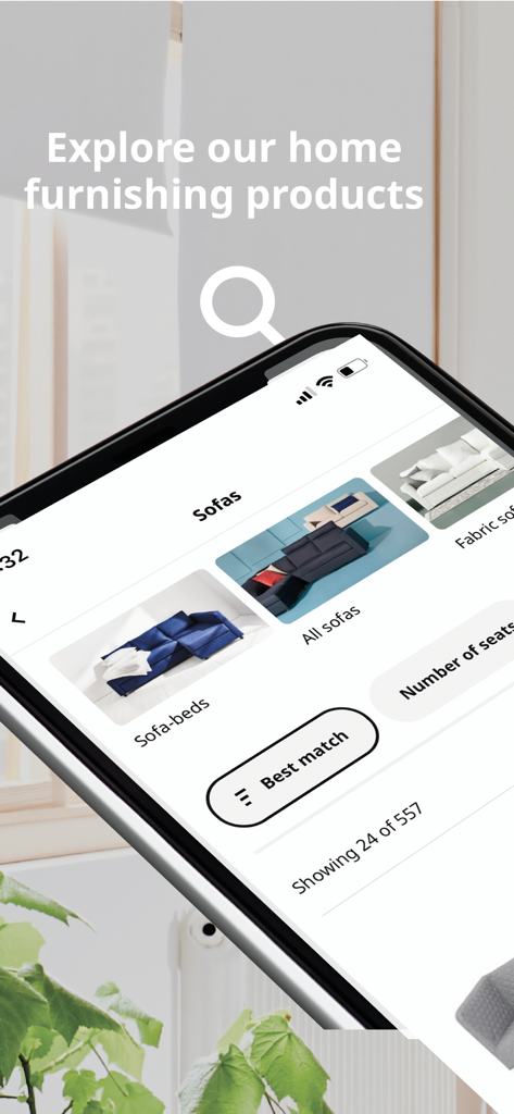IKEA Saudi Arabia - IKEA Saudi Arabia app interface on a smartphone showing different sofa categories and furniture products