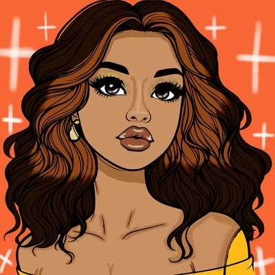 realistic girl with wavy hair and lips