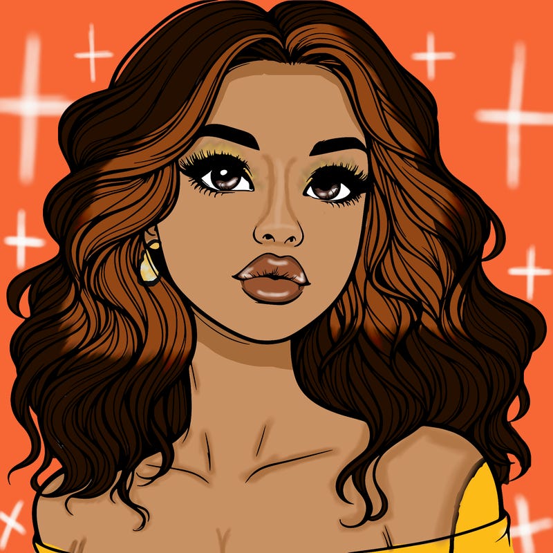 realistic girl with wavy hair and lips