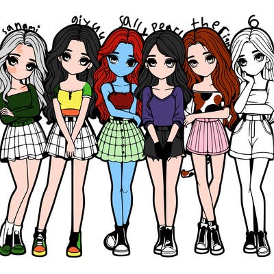 a group of girls realistic