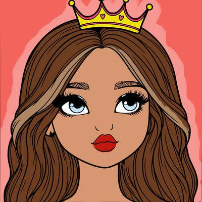 a realistic girl with a crown on