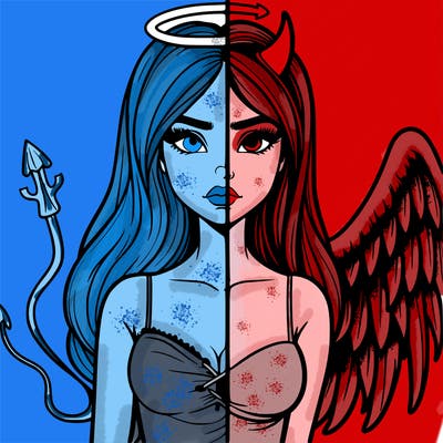 devil vs angel realistic girl