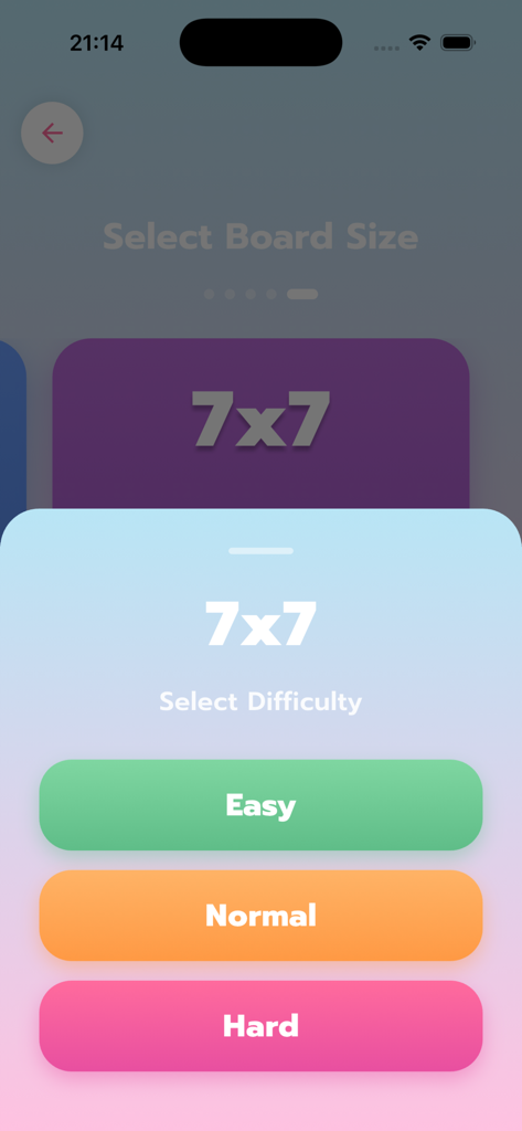 Tic Tac Toe Jelly - XO Game - Tic Tac Toe Jellyの7x7ボードサイズの難易度選択メニュー