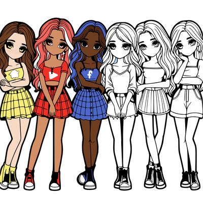 a group of girls realistic