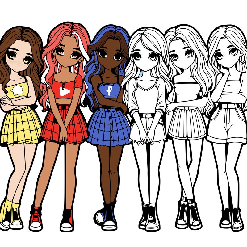 a group of girls realistic