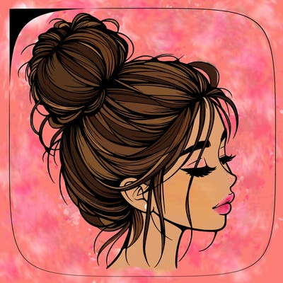 realistic girl with a messy bun