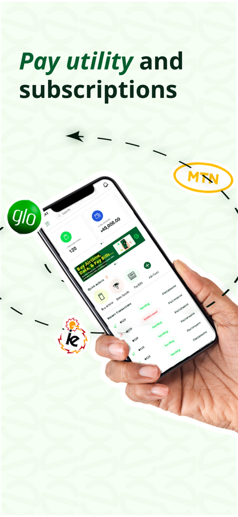 Sidegig app interface on a smartphone screen showing options for paying utility bills and subscriptions