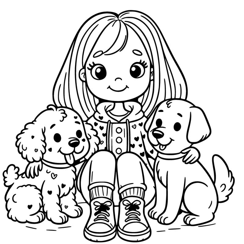 girl with dogs