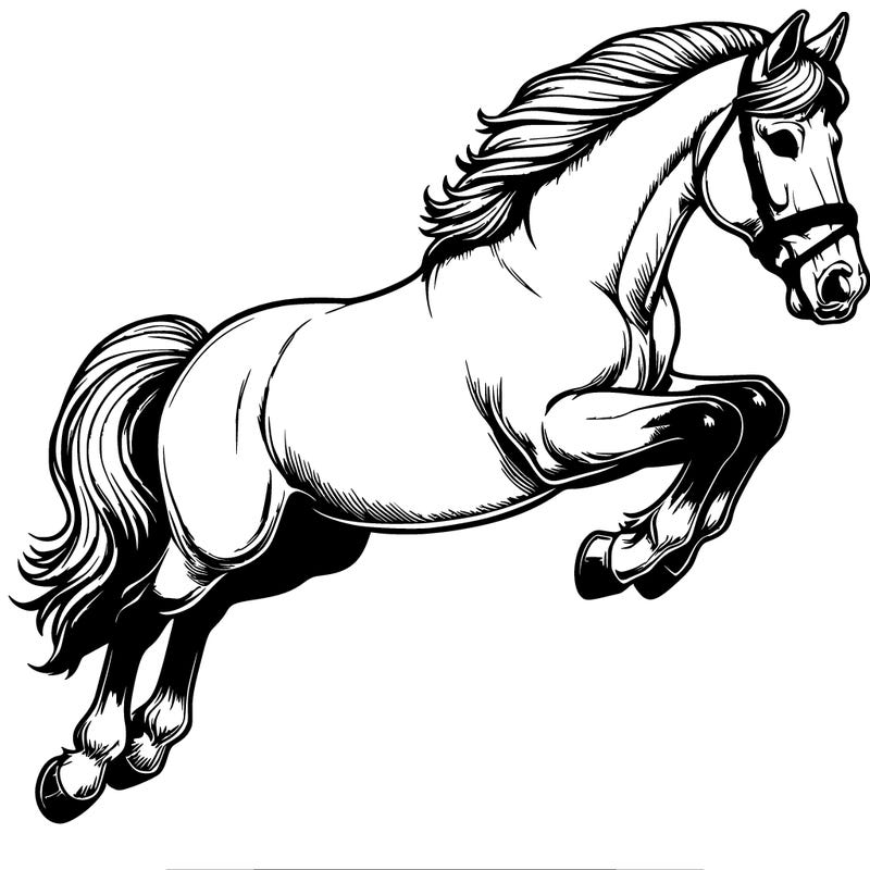 realistic horse jumping