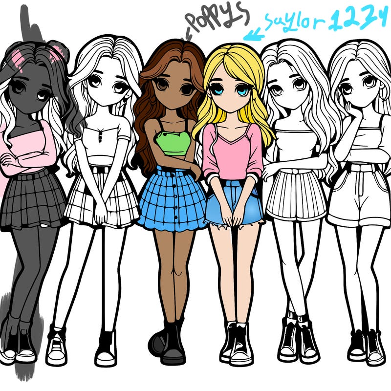 a group of girls realistic