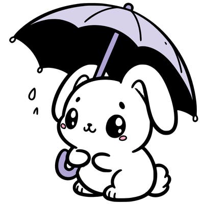 cute bunny with a tiny umbrella