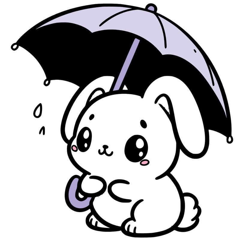 cute bunny with a tiny umbrella