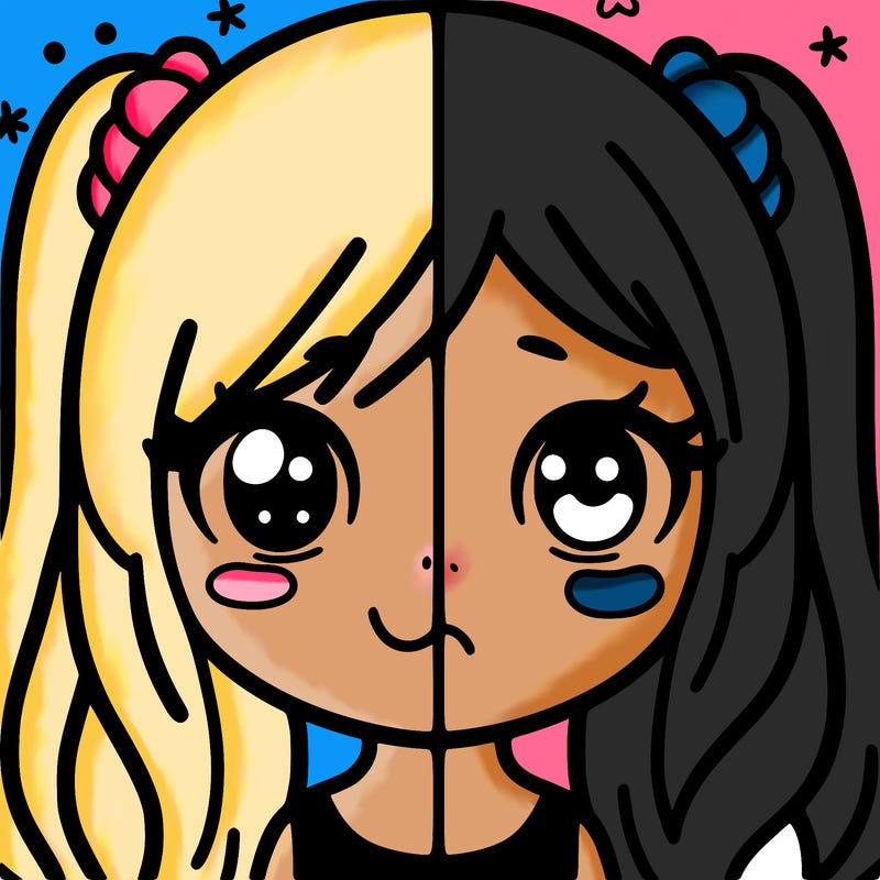 girl split half happy half sad