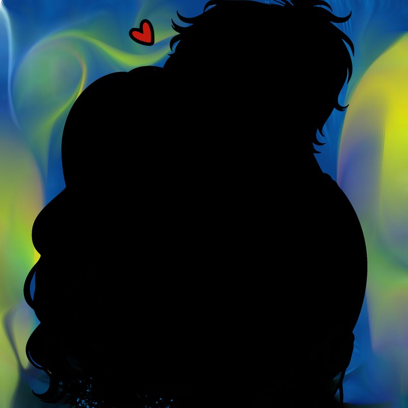 a realistic couple boy and girl hugging and kissing