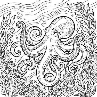 Explore the fascinating world beneath the waves with this beautiful Common Octopus coloring page. Designed with large print and clear outlines, it offers a wonderfully relaxing and engaging activity for seniors.