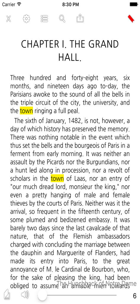 Reader+ : Scan & Read Books - Interface de lecture d'ebooks dans l'application Reader Plus avec résultats de recherche mis en évidence