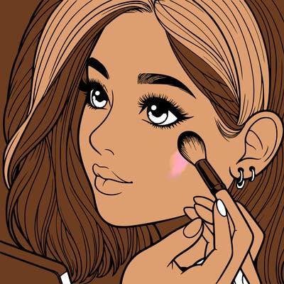 a realistic girl doing her makeup