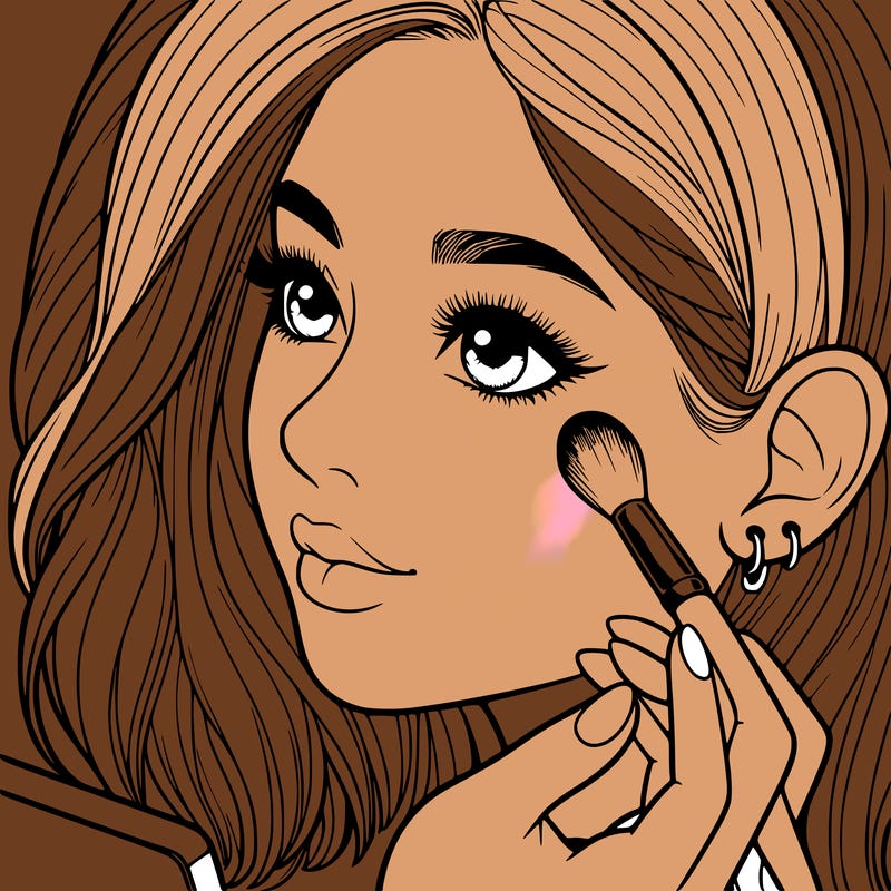 a realistic girl doing her makeup