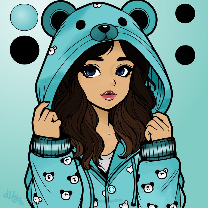 realistic girl in a animal pjs hoodie