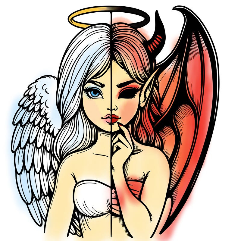 realistic angel half demon