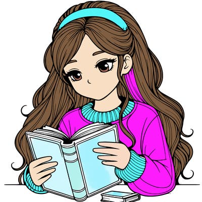 realistic girl reading a book