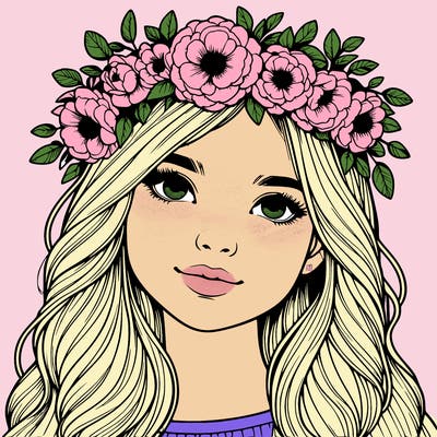 realistic girl with flower crown