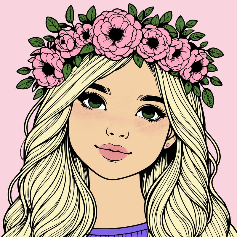 realistic girl with flower crown