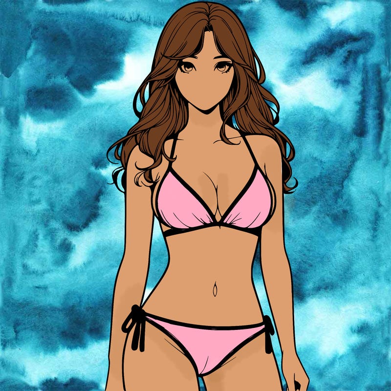 realistic girl with a revealing swimsuit