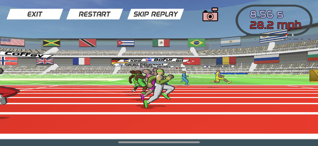 Speed Starsゲームの陸上競技スプリントレースのリプレイ