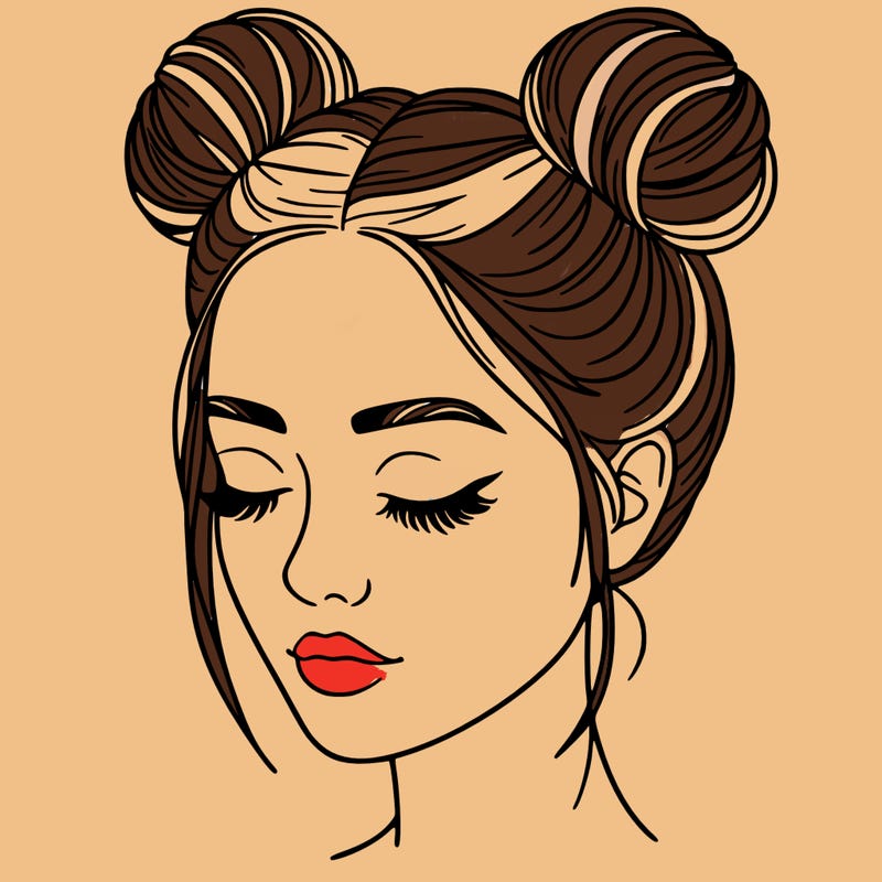 woman with hair buns