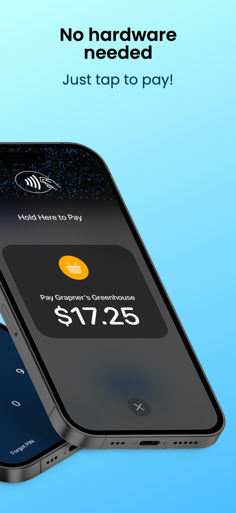 PayNow for Stripe - iPhone showing the Tap to Pay interface for a seventeen dollar payment in the PayNow for Stripe app.