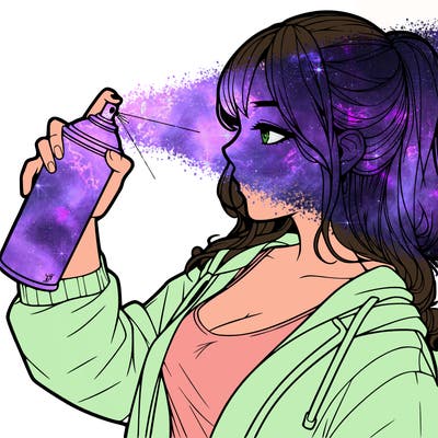 a realistic girl spray, painting