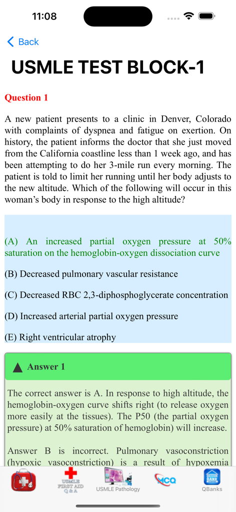USMLE STEP 1 QUESTION BANK - A clinical scenario question and detailed answer explanation from the USMLE Step 1 study app