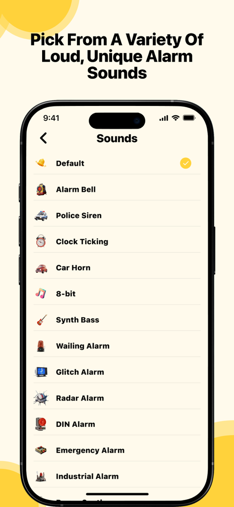 AntiLost: Phone Finder & Alarm - A list of various loud and unique alarm sounds in the AntiLost phone finder app