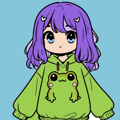 girl wearing frogging sweatshirt