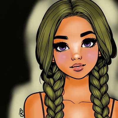 realistic girl with braids