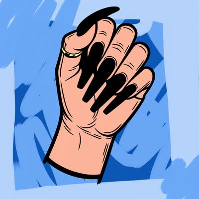 a hand with acrylic nails