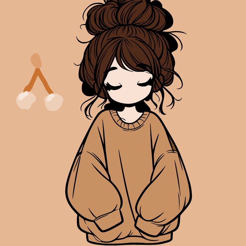 girl with baggy sweatshirt and messy bun