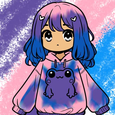 girl wearing frogging sweatshirt