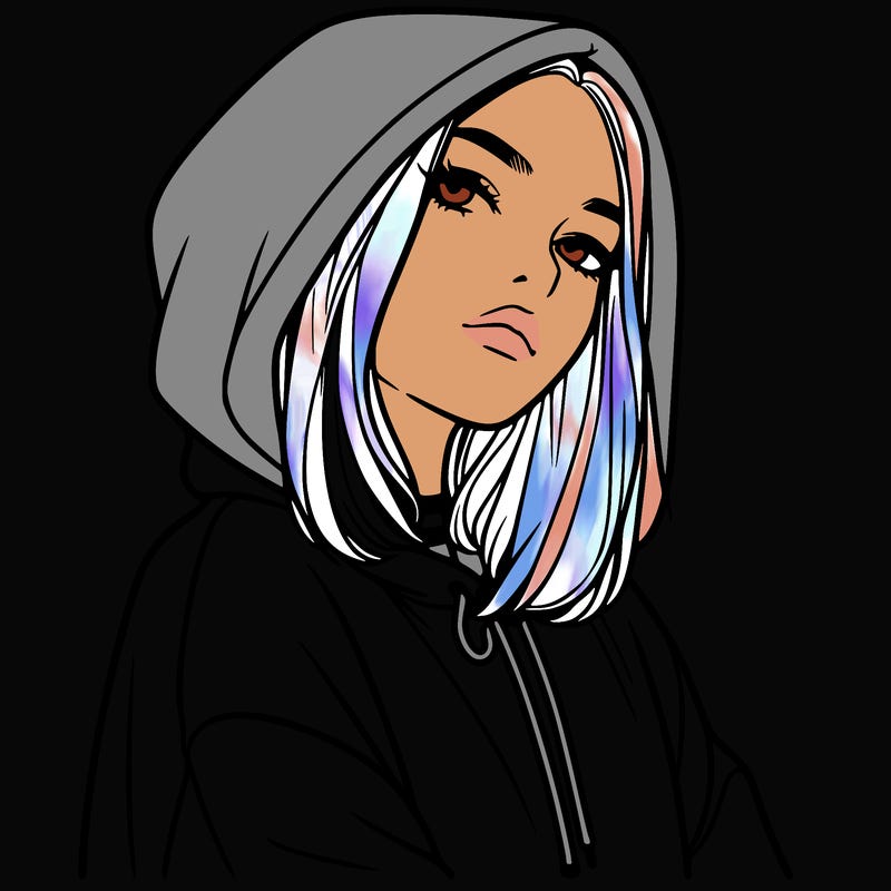 a realistic girl in a hoodie