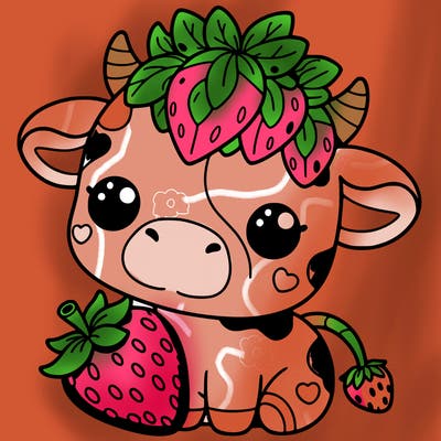 cute strawberry cow