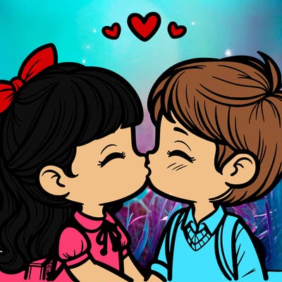 boy and girl kissing