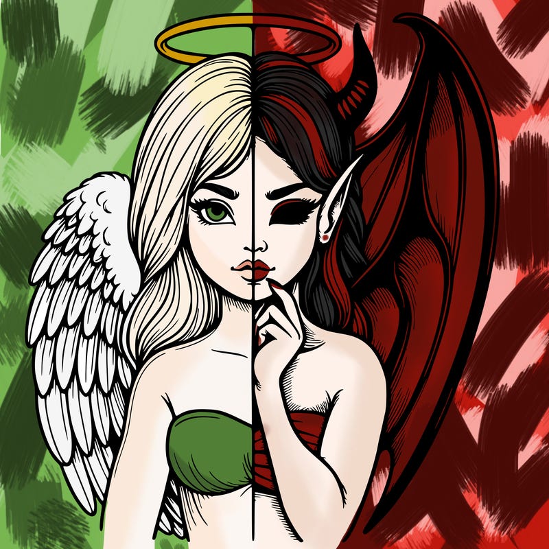 realistic angel half demon